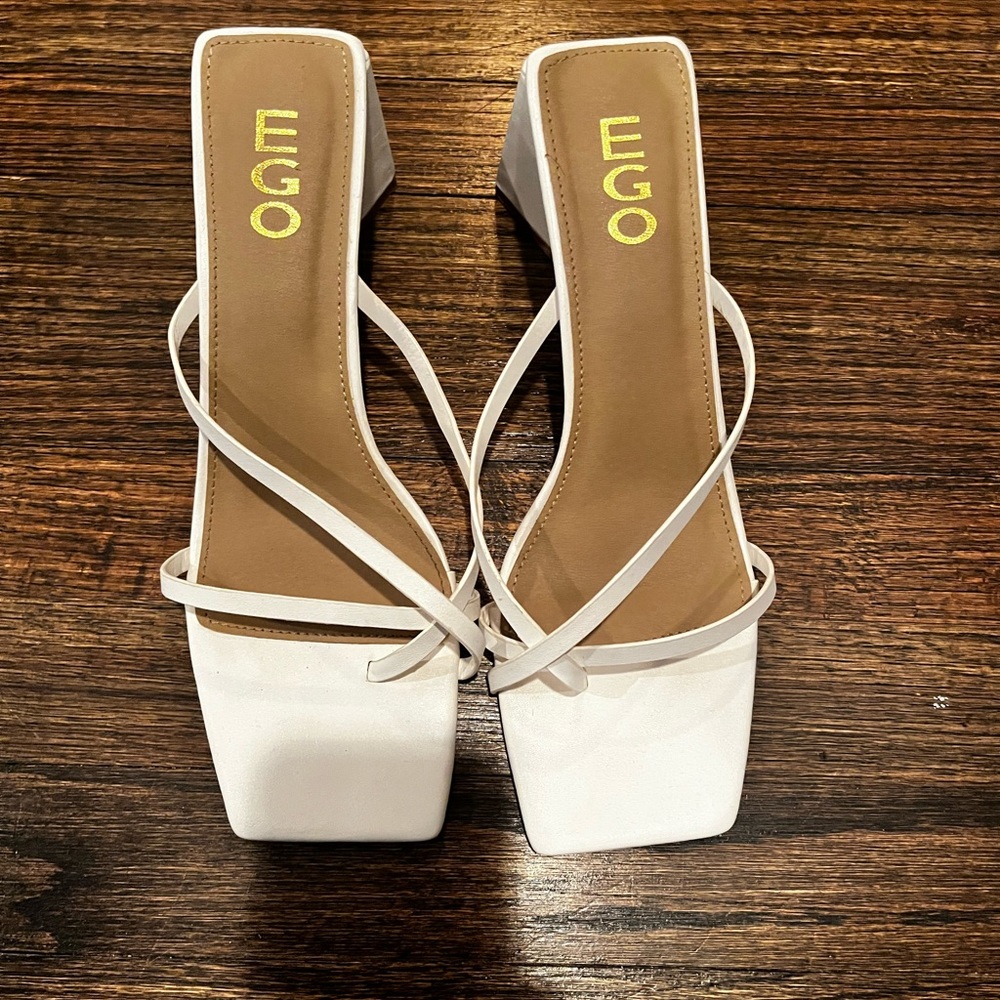 White block heel sandals